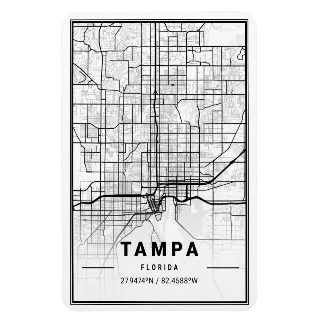 Tampa Florida USA Travel City Map Poster Magnet (Vertical)