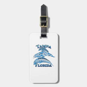 Tampa Florida Vacation Tribal Dolphins Luggage Tag