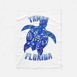 Tampa Florida Vacation Tribal Turtle Fleece Blanket