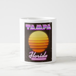 Tampa Florida vintage 80s travel poster Large Coffee Mug