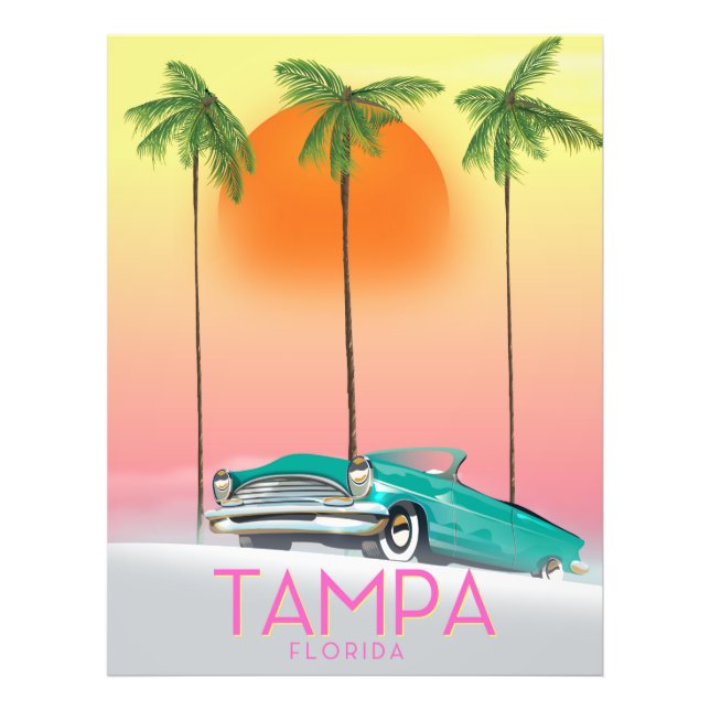 Tampa Florida Vintage style travel poster (Front)