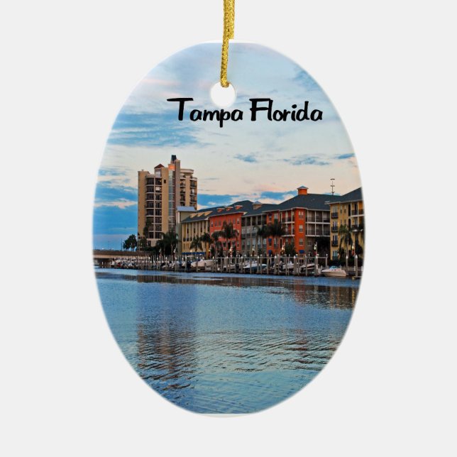 Tampa Florida Waterfront Ceramic Ornament (Front)