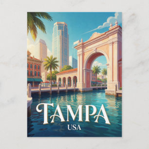 Tampa Florida Waterfront Skyline Travel Postcard