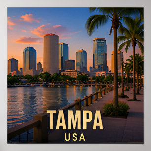 Tampa Florida Waterfront Travel Gift Poster