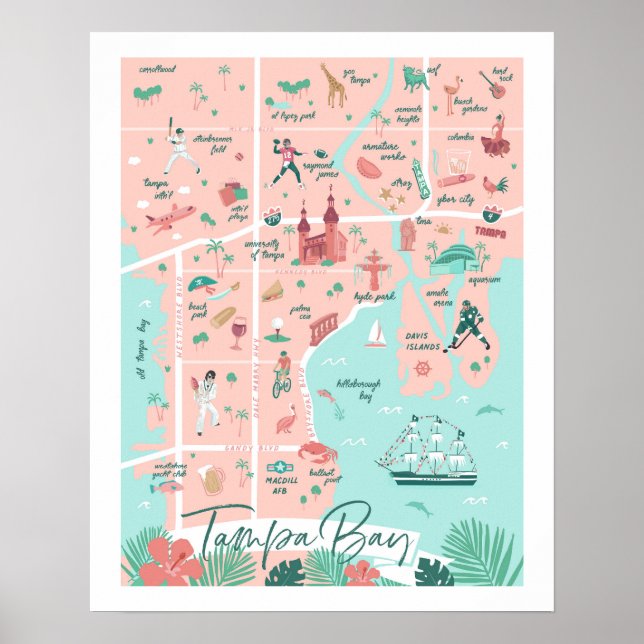 Tampa Map Print 16"x20" (Front)