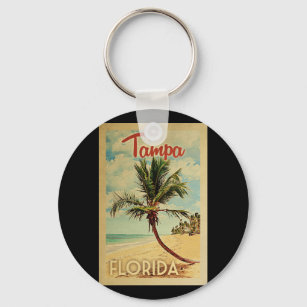 Tampa Palm Tree Vintage Travel Key Ring