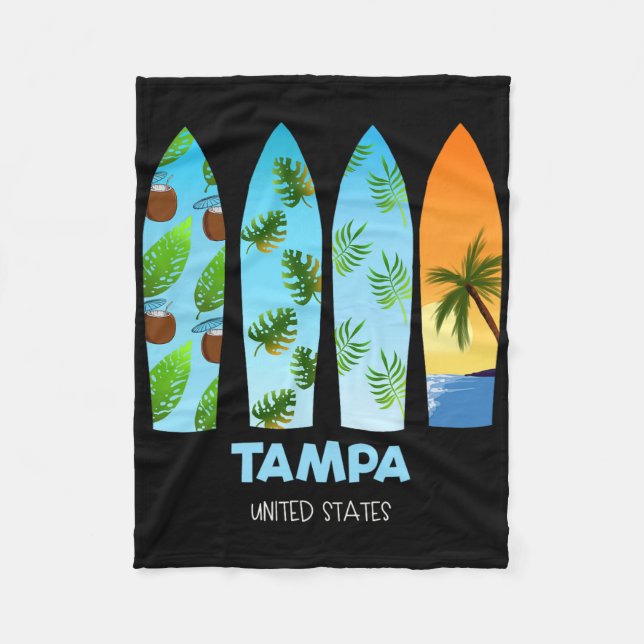 Tampa United States Surfing Surfboard  Fleece Blanket (Front)