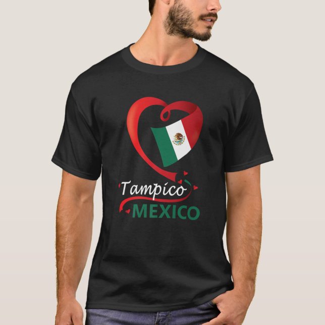 Tampico Tamaulipas Mexico Heart Flag Mexican Cora T-Shirt (Front)