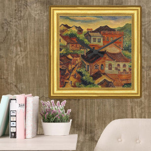 Tamsui, Chen Cheng-Po Painting, Taiwan, Framed Square Wall Clock