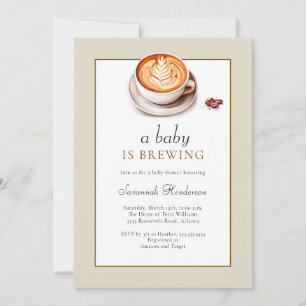 Tan A Baby Is Brewing Coffee Cup Baby Shower  Invitation