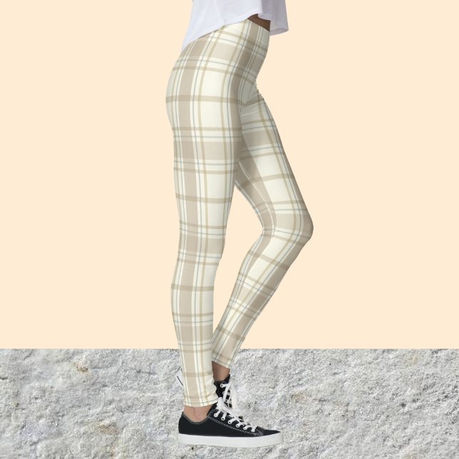 Tan and Beige Tartan Pattern Legging Pants (Creator Uploaded)