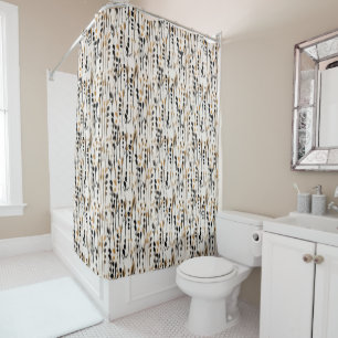 Tan and Black Anstract Meadow Shower Curtain