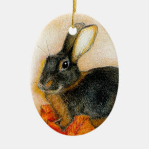 TAN AND BLACK CERAMIC TREE DECORATION