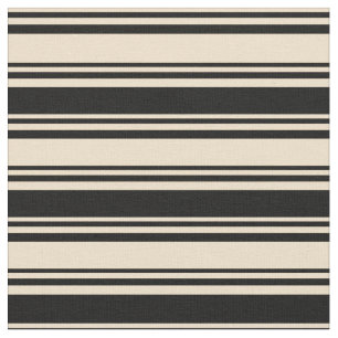 Tan and Black Coloured Stripes/Lines Pattern Fabric