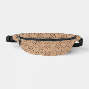 Tan and Black Love Hearts and Polka Dots pattern Bum Bags