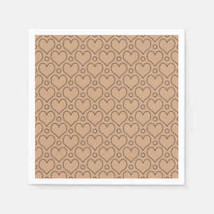 Tan and Black Love Hearts and Polka Dots pattern Napkin