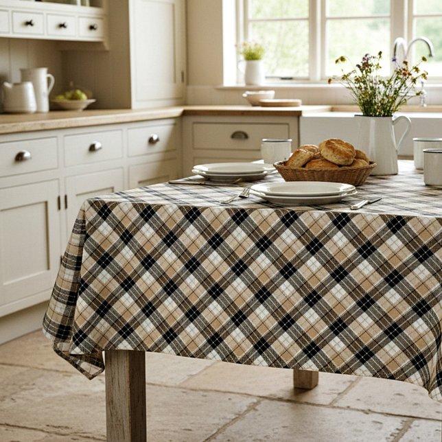 Tan and black plaid tablecloth (Creator Uploaded)