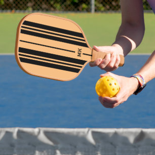 Tan and black stripes monogram pickleball paddle