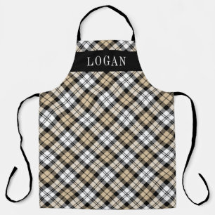 Tan and Black Watch Plaid Personalised Holiday Apron