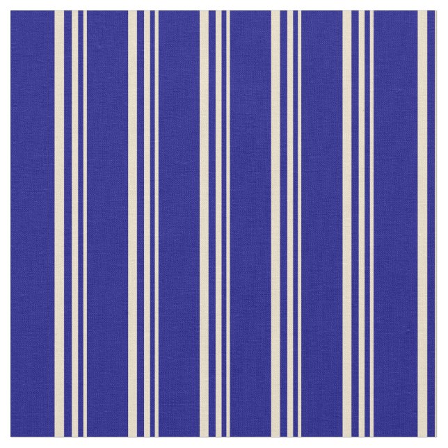 Tan and Blue Striped Pattern Fabric (Close Up)
