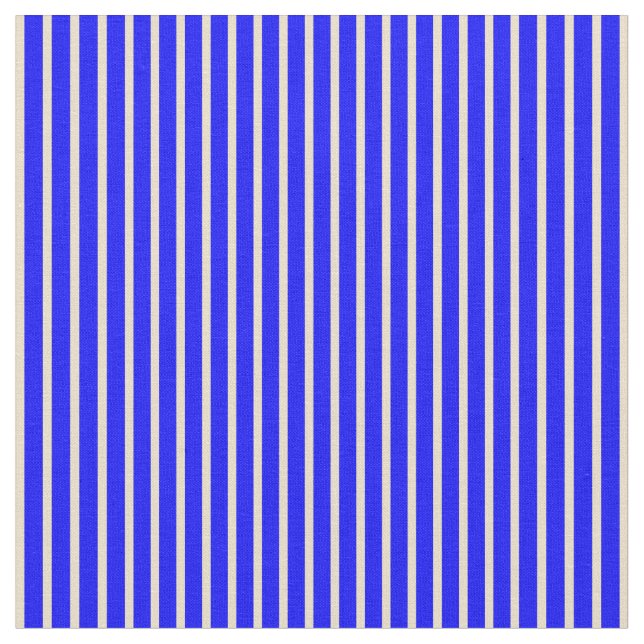 Tan and Blue Stripes Pattern Fabric (Close Up)