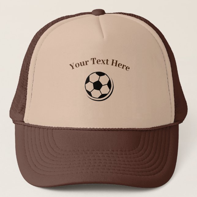 Tan and Brown Colour Your Text Footbal Custom Supe Trucker Hat (Front)