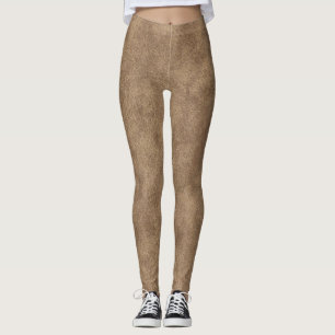 Tan and Brown Faux Leather Leggings