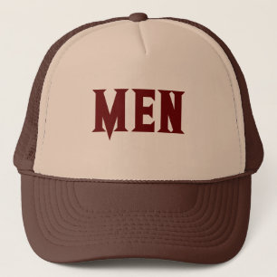 Tan and Brown MEN text with Men's boy Cool Hat Cap