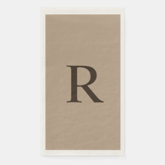 Tan and Brown Monogrammed Minimalist Neutral Napkin