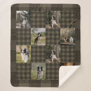 Tan and Brown Plaid 8 Photo Collage Sherpa Blanket
