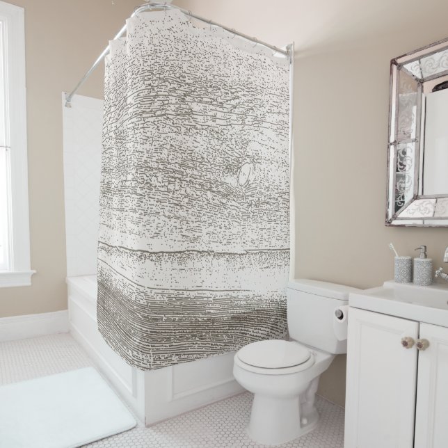Tan and Brown Rustic wood Pattern Shower Curtain (In Situ)