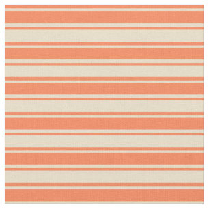 Tan and Coral Coloured Pattern of Stripes Fabric