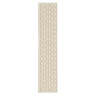 Tan and Cream Ikat, Banded Woven Stripe Short Table Runner