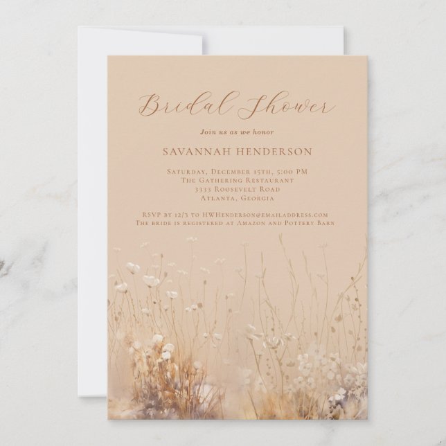 Tan and Cream Neutral Bridal Shower Invitation (Front)