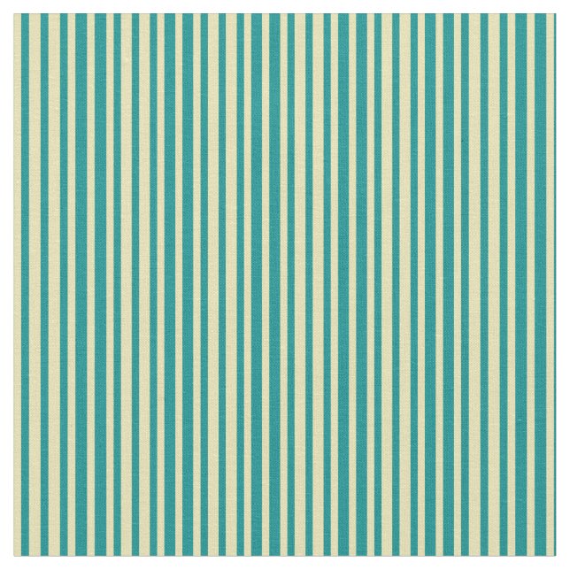 Tan and Dark Cyan Lines/Stripes Pattern Fabric (Close Up)