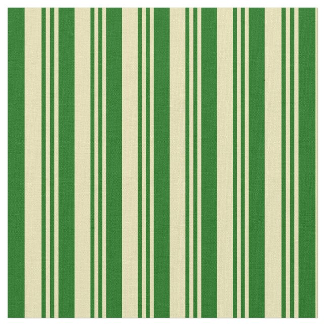 Tan and Dark Green Coloured Lines Pattern Fabric (Close Up)