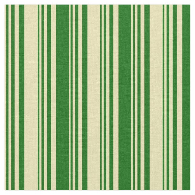 Tan and Dark Green Lines/Stripes Pattern Fabric (Close Up)