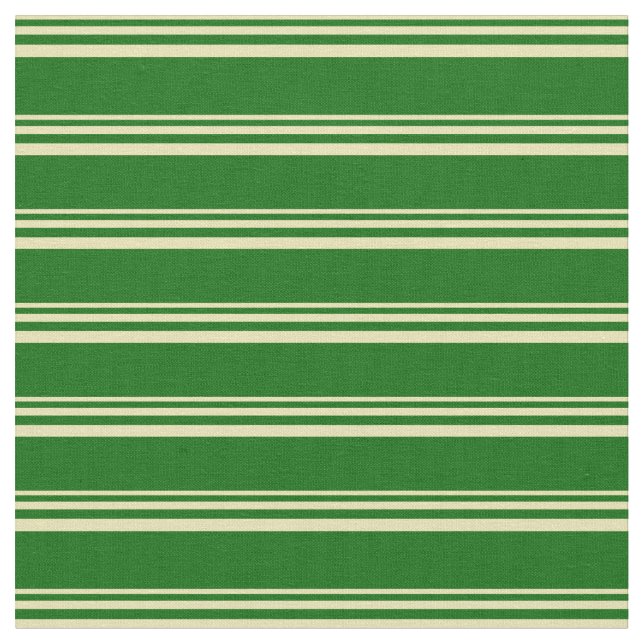 Tan and Dark Green Striped/Lined Pattern Fabric (Close Up)