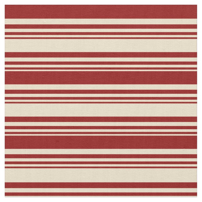 Tan and Dark Red Coloured Lines/Stripes Pattern Fabric (Close Up)