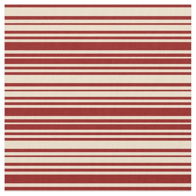 Tan and Dark Red Striped/Lined Pattern Fabric (Close Up)