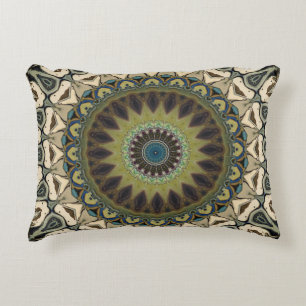 Tan And Green Abstract Decorative Cushion
