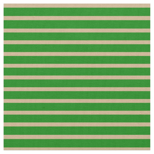 Tan and Green Coloured Pattern of Stripes Fabric (Close Up)