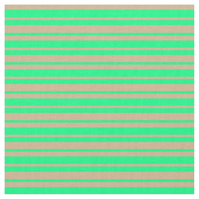 Tan and Green Pattern Fabric (Close Up)