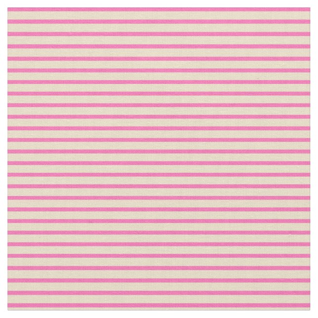 Tan and Hot Pink Lined/Striped Pattern Fabric (Close Up)