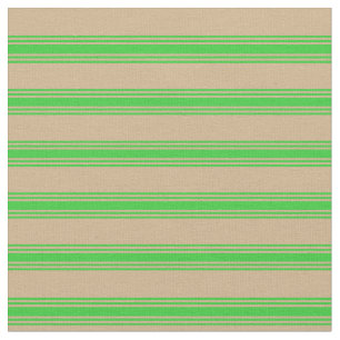 Tan and Lime Green Coloured Striped Pattern Fabric