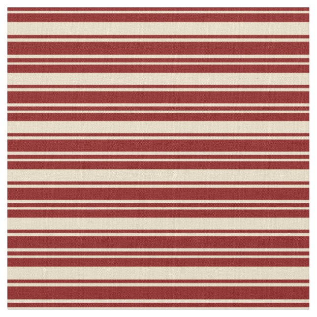 Tan and Maroon Striped Pattern Fabric (Close Up)