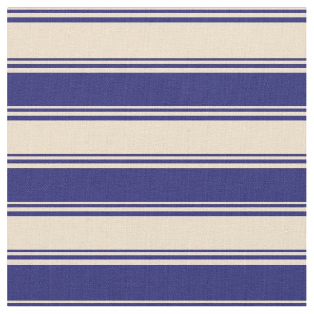 Tan and Midnight Blue Coloured Pattern Fabric (Close Up)