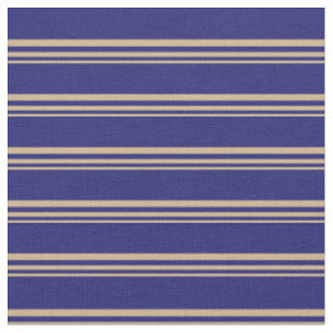 Tan and Midnight Blue Lined/Striped Pattern Fabric