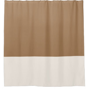 Tan and off white two tone colour block shower cur curtain