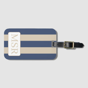 Tan and Purple Striped Luggage Tag